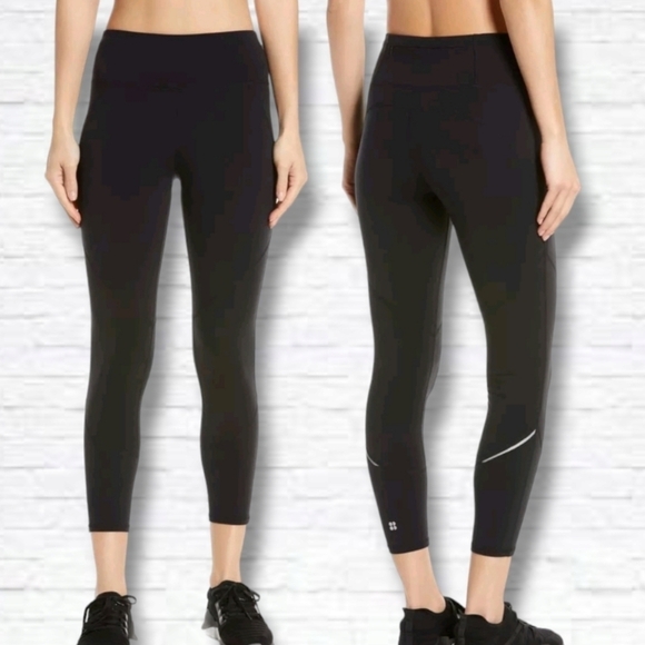 Sweaty Betty Black 7/8 Length Reflective Leggings Size S - Picture 1 of 14
